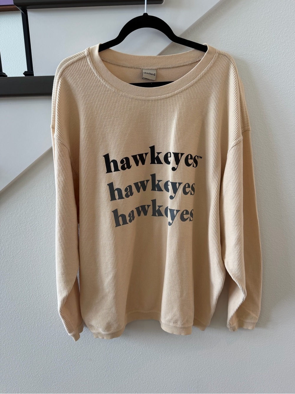 Chica-d Iowa Hawkeyes Cream Ribbed Sweatshirt